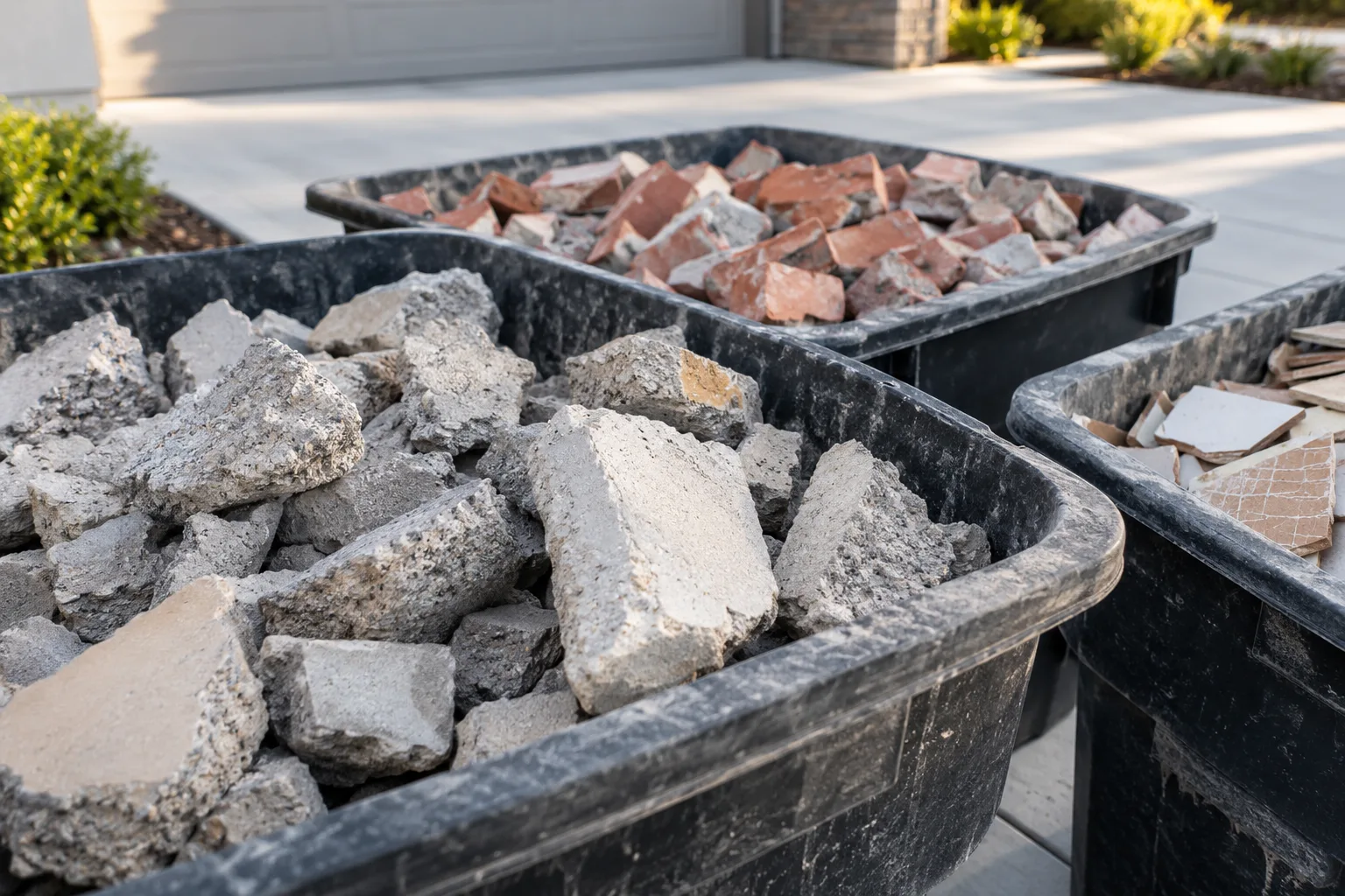 Concrete, brick, block and tile prepared for pickup